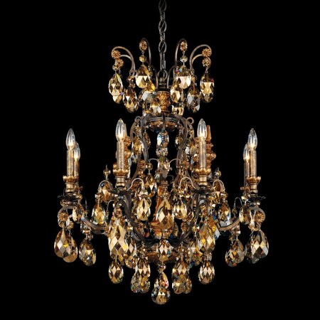 Schonbek Renaissance 9 Light 110V Chandelier in Black with Golden Teak Crystals 3771-51TK